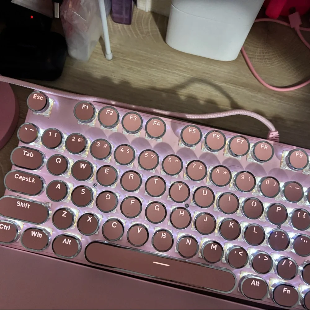 Pink wired keyboard